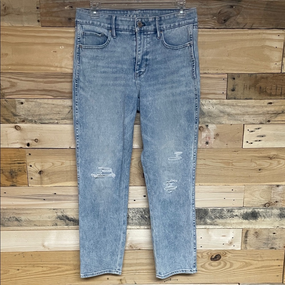 White House Black Market size 6 High-rise Straight Crop Light Distressed Jeans